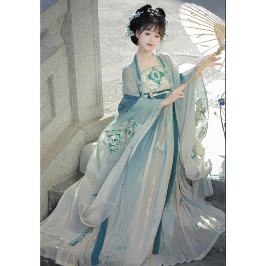 飚阁汉服中国风女装套装2025年新款国风大赏【倾城】唐制诃子裙 大袖衫+诃子裙+披帛 均码 （80-140斤）