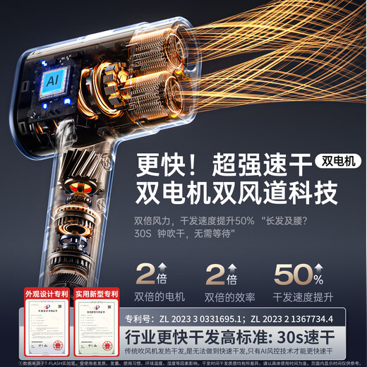 Tongshi high-speed hair dryer double-barrel household plasma hair care quick-drying strong wind does not damage the hair dryer birthday gift for girlfriend and wife practical national subsidies