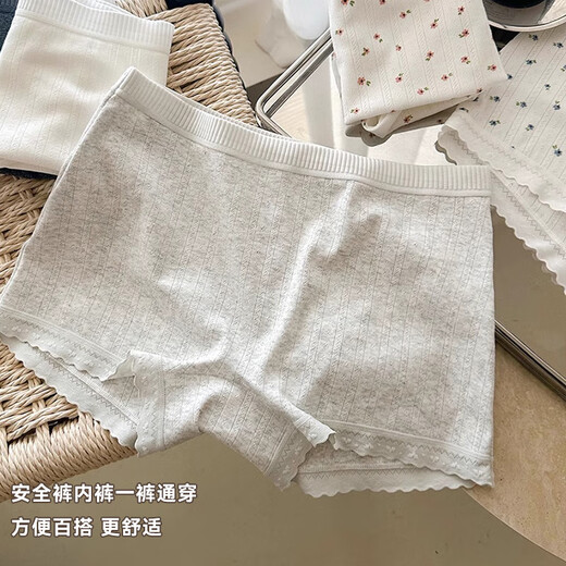 Pantalones de boxeadores modales para mujeres ropa interior floral de crema verano Pantalones de seguridad de niñas transpirables delgadas de dos en uno L 3 piezas L
