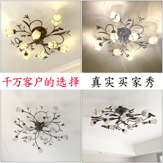欧普照明（OPPLE）复古吸顶灯现代简约客厅灯法式田园风格创意花朵卧室灯具 1W 10头+三色LED光源 6627-10C