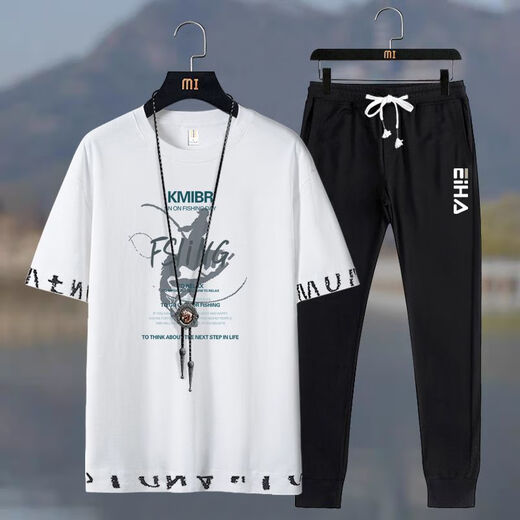 
Caiqiao Men's Set Summer 2025 New Men's Set T-Shirt Short Sleeve Summer Loose Casual Sports Breathable Set Black FSLING Fishing (Top + Pants) 6630 M Proposal 100-120Jin [Jin equals 0.5 kg]