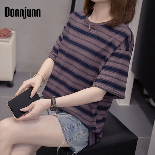 Donnjunn Fat MM Casual y versátil Top de algodón puro que cubre el vientre para mujeres en el verano de la ropa de mujer de talla grande 200 Jin [Jin equivale a 0.5 kg] camiseta delgada de manga corta para mujeres 6626 naranja M 80-95 Jin [Jin equivale a 0.5 kg]