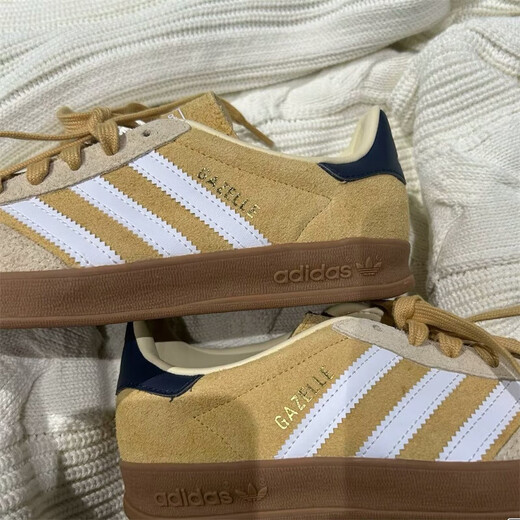 Adidas (Adidas) Kleeschuhe Herren- und Frauenschuhe Neue Gazelle Deutsche Trainingschuhe leichte Sportgewichte atmungsaktiven lässigen Freizeitschuhen Ji3523/Hafer Farbe/Weiß/Hidden Blue 38 (235 mm)