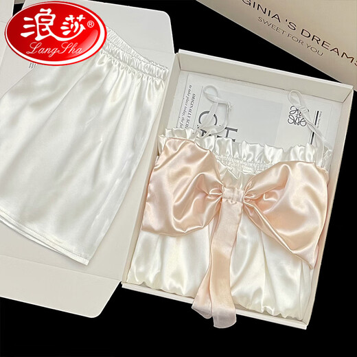 浪莎（LangSha）甜美吊带冰丝睡衣女2025年夏季新款韩版网红风性感纯欲套装家居服 #YX-3937 XL 【116-130】斤
