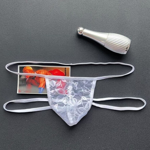 Banfishi 2025 men's underwear new sexy lace comfortable transparent hollow thong breathable low waist white 7.88 one size fits all 100-160Jin Jin equals 0.5 kg