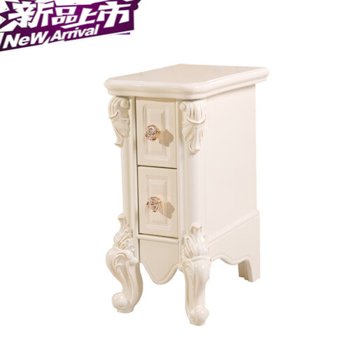 
Mengfusfee European style bedside table European style mini night table simple narrow storage cabinet small bedside cabinet storage cabinet two draw small cabinet 9871 ivory white silver drawing