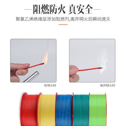 
Household pure copper wire BVR15254 National standard copper core wire multi-strand soft wire flame retardant home decoration cable BVR4 point 0 red 100 meters