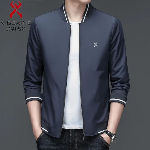 Jinba Men's Clothing Brand New Jacket Men's Jacket Top Spring and Autumn Style Versatile Business Casual Jacket Black M170/88A Navy Blue M (170) 88A