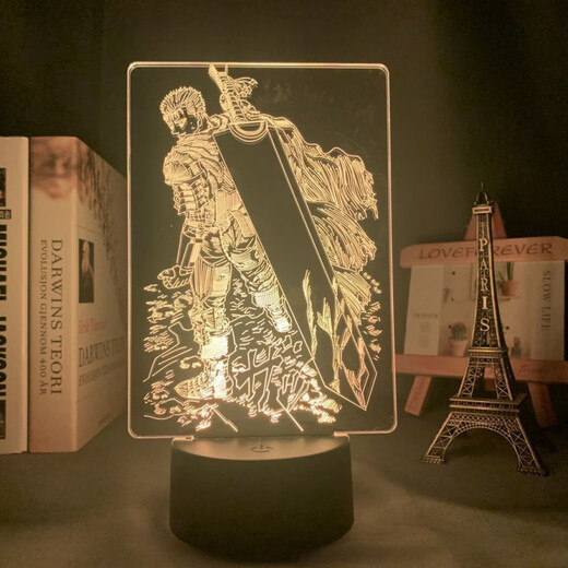 鹿叙橘剑风传奇周边小夜灯格斯烙印战士动漫桌面摆件宿舍带遥控开关 DM1585格斯 图案板+触摸灯座+USB线+遥控器