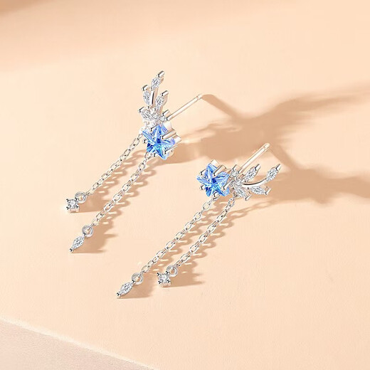 Lao Fengxiang Earrings Women's Silver Earrings Earrings 2025 New Light Luxury Niche High-end Girl Birthday Gift Ladies Girlfriend L-E26 Meteor Shower Earrings-925 Silver