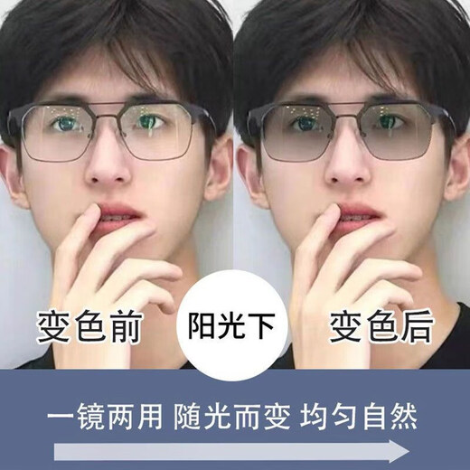 Color-changing myopia glasses for men with eye glasses with anti-ultraviolet blue light trendy handsome goggles for men with frosted black frame [changing brown] [350 degrees of myopia on both eyes] + mirror box mirror cloth