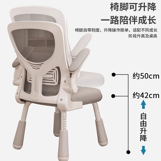 Presidente de estudio para niños, silla de escritura de estudiantes de escuela primaria y secundaria para el hogar Use el asiento de levantamiento ajustable Silla de respaldo, silla de computadora de oficina 983 silla de estudio suave [gris blanco + látex]