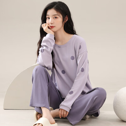Banana spring and autumn pajamas for women pure cotton students large size loose Korean long-sleeved suits for outdoor summer and winter casual home clothes GXT9923 M (recommended 75-95Jin [Jin equals 0.5 kg])