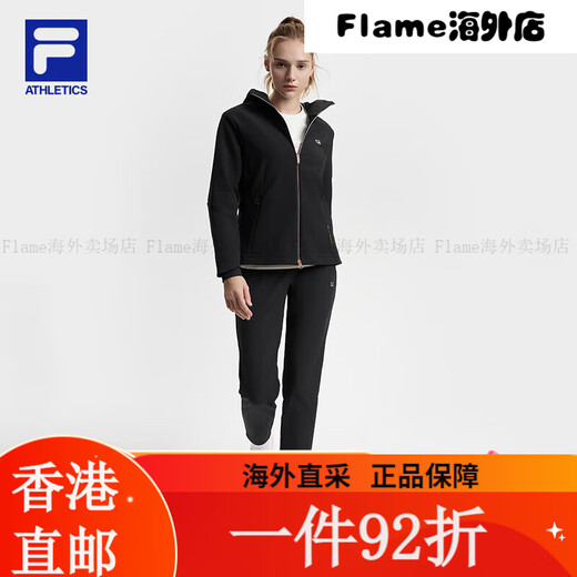 斐乐（FILA）FILA 官方女士梭织外套2025春新款健身运动基础加绒 深黑-BK S160/80A 均码