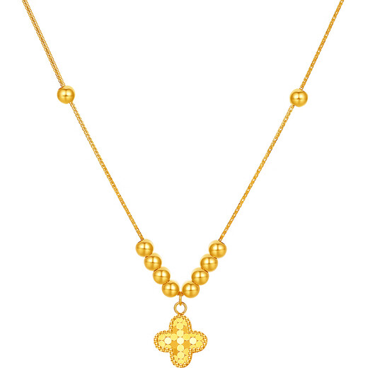 Saturday blessing yellow 18K gold four-leaf clover necklace birthday gift for girlfriend C0621037 40+5cm