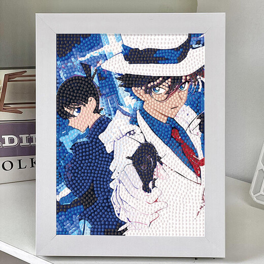 Shiying Kinder handgefertigtes DIY -Diamantmalerei Voller Diamant Detective Conan Aufkleber Diamond Tischdekoration Malerei kleines Schlafzimmer Diamant Stickerei 7374 + Leinwand Diamant Tool [Rahmenlos