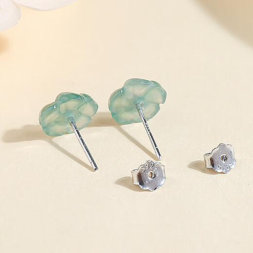 Impression Eyes prix garanti 11.11 boucles d'oreilles en jade de qualité A boucles d'oreilles en fleur de jade d'eau bleue pour femmes boucles d'oreilles en jade