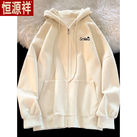 Hengyuanxiang Velvet Cardigan simple para mujeres en otoño e invierno 2025 Nueva chaqueta con capucha impresa casual de moda