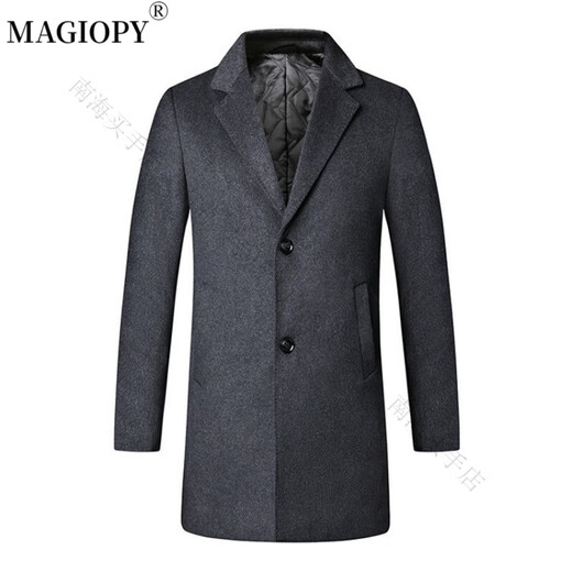 Magiopy Light Luxury High-End Trait Jacket for Men 2025 Spring New informal de dos botones Caqueta de lana a mitad de longitud 180 XL