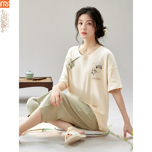 Modal pajamas for women in summer 2025 new short-sleeved new Chinese suit Chinese style cropped pants thin casual and can be worn outside Y9902 M (recommended 75-95Jin [Jin equals 0.5 kg])