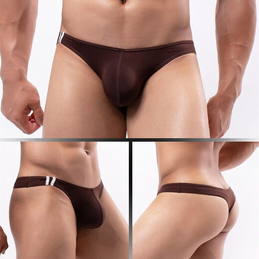 Half double thong men's low-waisted sexy hip-lifting underwear, breathable cotton comfortable U-convex free-to-take-off back empty T-pants gay 0 339 red M men's size M