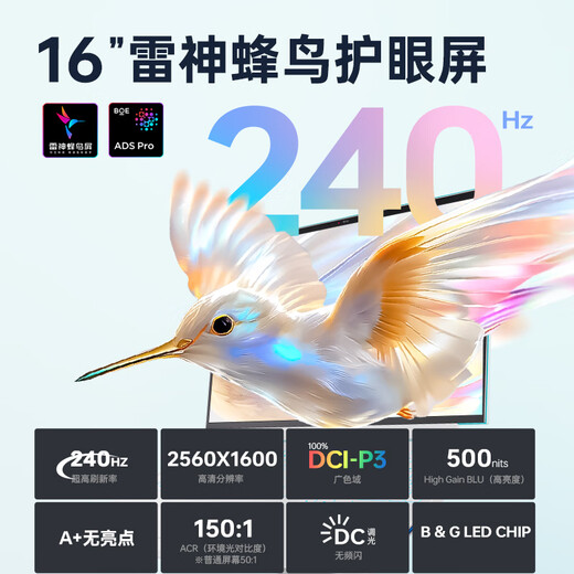 雷神猎刃S 2025【英特尔酷睿i9HX 】16英寸AI游戏本笔记本电脑(RTX5060 32G1T)国家政府补贴20%天青色