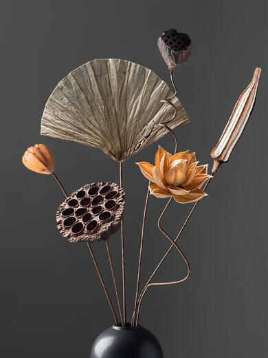 Wasabi luftgetrocknete Blütenschmuck Bouquet Lotus Pods Trockene Äste Blumenarrangement Natures Zen Tea Room Wohnzimmer Dekoration gefälschte Blumendekoration getrocknete Blume Kombination 5009 getrockneter Blütenbeutel