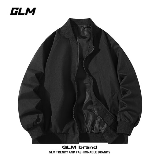 GLM jacket men's spring and autumn loose jacket men's casual simple baseball uniform men's comfortable versatile top black XL