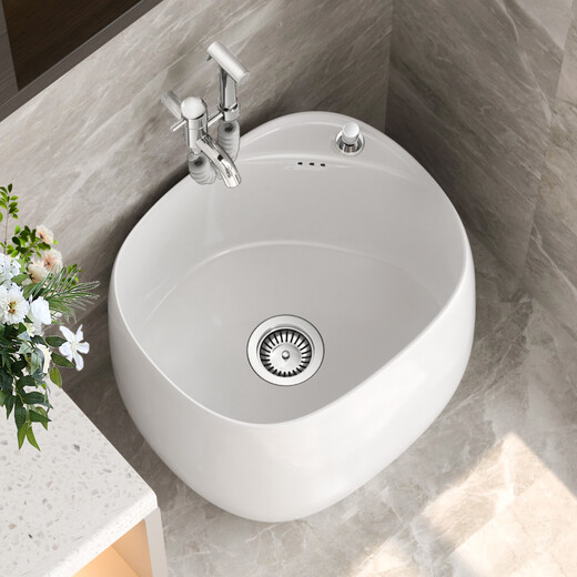 Rizhao Mute mop pool household balcony bathroom mop basin ceramic mop pool outdoor mop basin bathroom mop pool M1049[49*38*40cm] single-pot goods on door