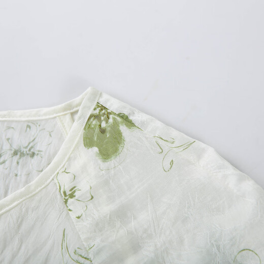 Show de fibra [Papel de flores de Moriya] Camisa de encaje en V fresca de encaje en V de gran tamaño Fat MM Summer NUEVO ALTO ESTILO 1424 Estilo 2xl