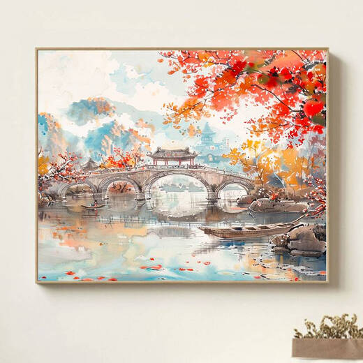 Illusion Chinesische Landschaft digitales Ölmalerei DIY Handsbemalte Malerei Färbung Sense Acrylöl Malvorlage Füllung Malerei X9737 4050 Ölmalerei Set + vier Farben für Qualität Außenrahmen erhältlich