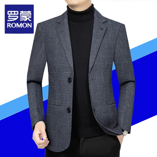 ROMON counter 2025 spring and autumn new high-end wool suit men's jacket middle-aged casual slim suit 261 black M 170100-125Jin Jin equals 0.5 kg