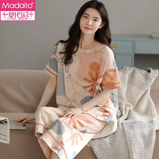 
Modal 2025 new pajamas for women for summer short-sleeved cropped pants loose suit for summer students casual cartoon home clothes short-sleeved cropped pants-679 M Recommended 80-100Jin [Jin equals 0.5 kg]