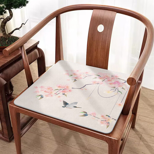 LUODA-bewegtes Sitzkissen im chinesischen Stil Viersaison Vier-Jahreszeiten Universal Stuhl Kissen Ice Seidenkissen Kühlmatte Massivholzmöbel Mahagoni-Sofa Stuhl Kissen U2694N-Cyanqing Pfirsich Blossom N [Eisseide Stoff] 50*50 cm (Standardkissen)