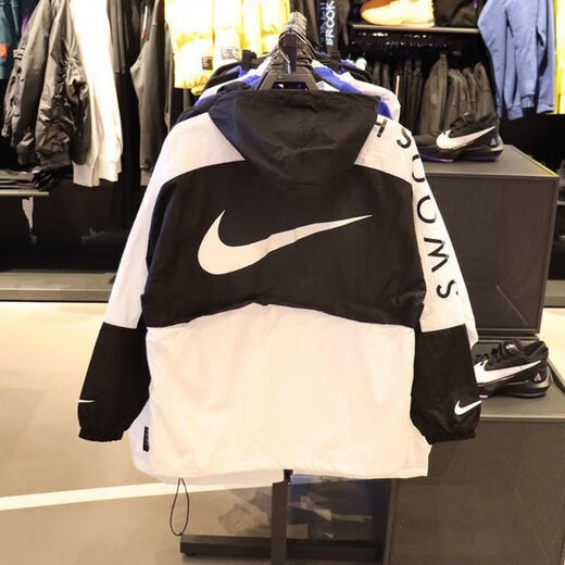 耐克（NIKE）春秋新款休闲2024情侣连帽外套学生户外运动夹克男女防风梭织风衣 红色 薄款高质量 S
