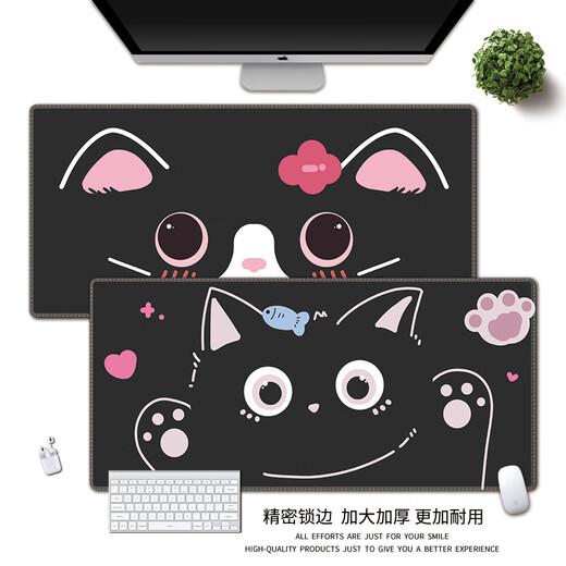 Ruqinlian Простая и милая кошачья мышиная накладка Super Margent Permonized Highle Worker E-Sports Computer Desk Pad Pad Резиновая накладка Клавиатура Гладкая загущенная шлюзовая кромка для запястья может быть настроена 16783 [Вкусный и гладкий утолщенный край замка] Длина шириной 800 мм. Ширина 300 ммх 4 мм.