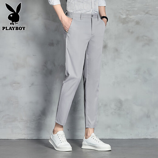 Playboy (Playboy) Pantalones informales de nueve puntos Pantalones pequeños para hombres Summer NUEVA TENTRA VERSATILE PITOS SLIM LARGOS Hombres 9898 Caki 31