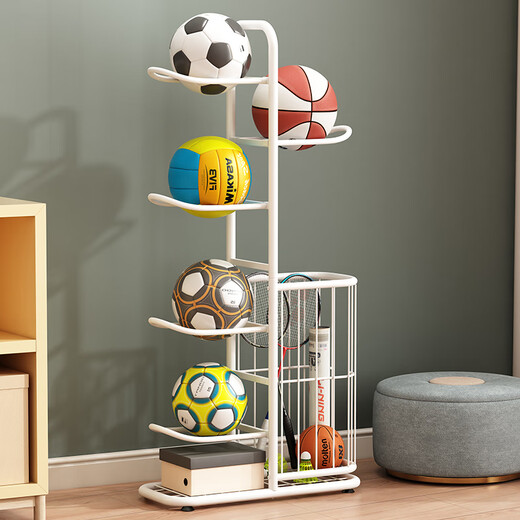 Wojia basketball rack storage rack home ball storage rack children's indoor floor-standing football volleyball storage basket black
