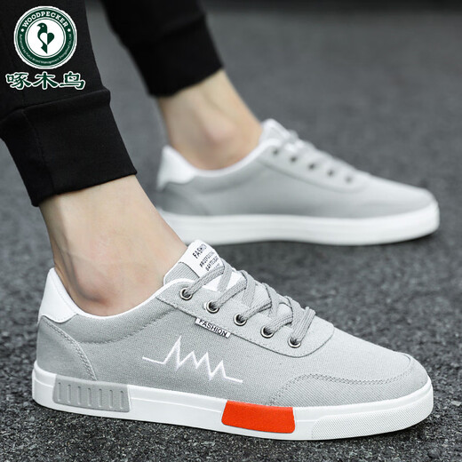 Specht Herrenschuhe Frühling und Herbst neue schwarze trendige trendige Leinwandschuhe Herren Top Casual Schuhe Vielseitige Arbeitschuhe Männer 6636 Schwarz Gold 39