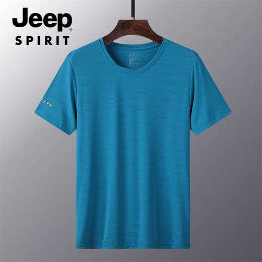 JEEP SPIRIT夏季薄款冰丝速干t恤男宽松大码运动休闲圆领透气冰丝上衣T恤 JEEP6628男白色LAY LOW 3XL 女135-145斤