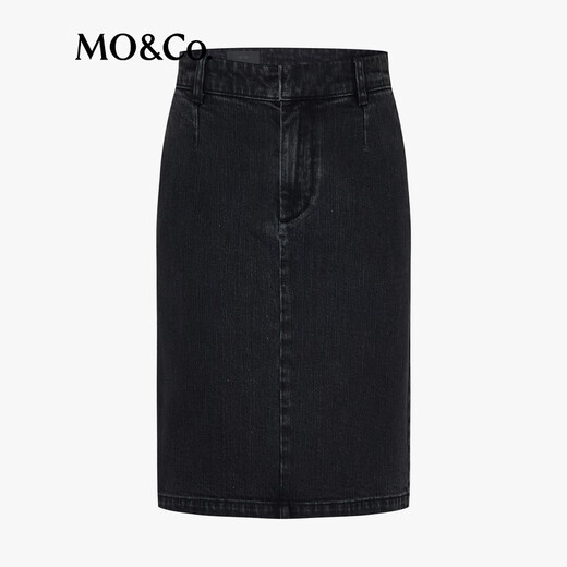 MO/Co.[NOIR Series] Skirt 2025 autumn new product hot diamond elastic cotton straight MBE3SKT015 denim black M