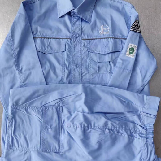 Aigechen Sinopec Workwear Spring and Summer Clothing China Petrochemical Workwear Long Sleeve Workwear Workwear Refueling Gray Set One Size 16580A