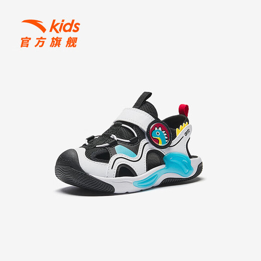 ANTA Children's Sandals Men's and Women's Shoes 2025 Summer New Jellyfish Knob Outdoor Baotou Beach Shoes Boys Black/Anta White 9979-2 31