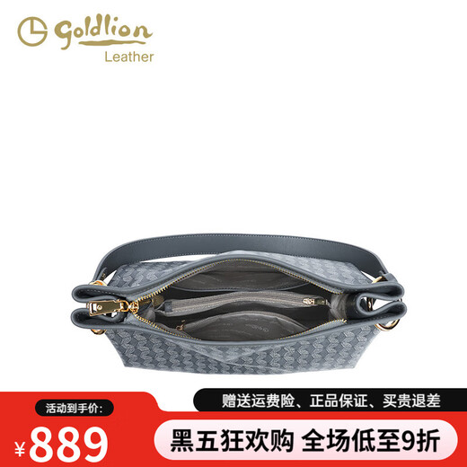 Goldlion leichte Luxus Retro Frauenbeutel Bucket Bag 2025 Neue Kapazitäts -Umhängetasche Mode Pendler -Achselhöhlen -Tasche Trendy Schwarz