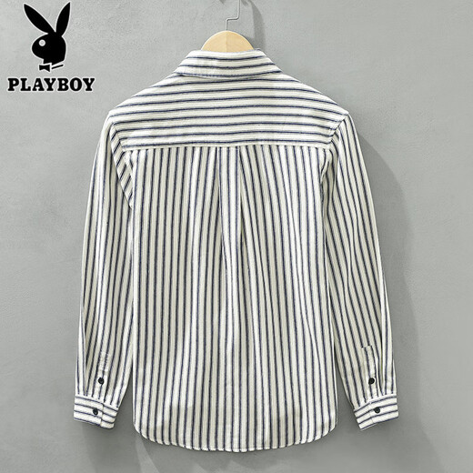 Playboy (Playboy) Langarmiertes gestreiftes Hemd für Jungen lässige Baumwollhemd Frühling und Herbst neue trendige und modische Teenie-Denim-Jacke 6625 Grün 3xl