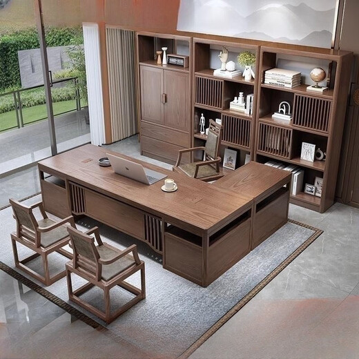 New Chinese style office desk and chair combination all solid wood boss desk president desk simple modern executive desk office furniture 1.8m desk