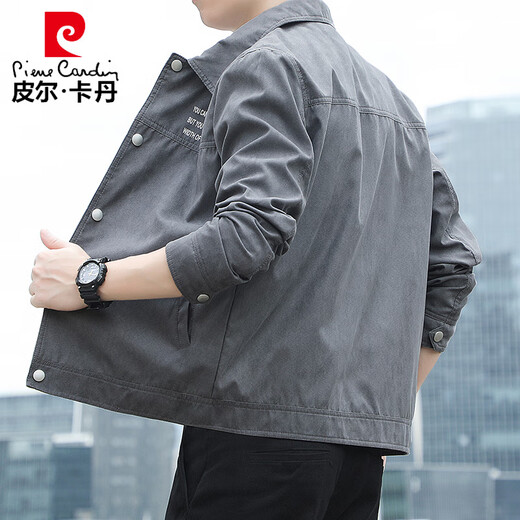 
Pierre cardin 2025 new men's lapel jacket retro jacket thin shirt suede spring and autumn gown youth clothes [Autumn and winter style] K12806 black [quality plus M