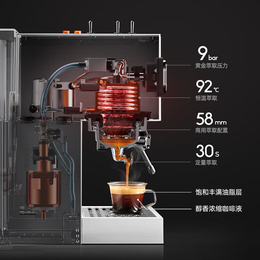Baicui Baicui Kaffeemaschine Italienisch Konzentrierte Dual-Kessel Latte Home Office Volles Semi-Auto Kleine integrierte kommerzielle Milchschaum Amerikaner PE3888 Urlaubsgeschenk Weiß [Beratung hat eine große Überraschung]