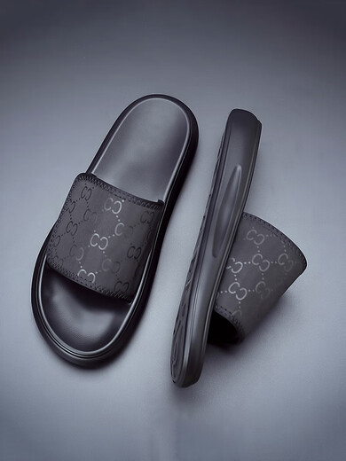 
GY Jinlilai slippers men's trendy summer wear 2025 new flip-flops soft sole anti-odor beach shoes popular men's shoes black 6189 38