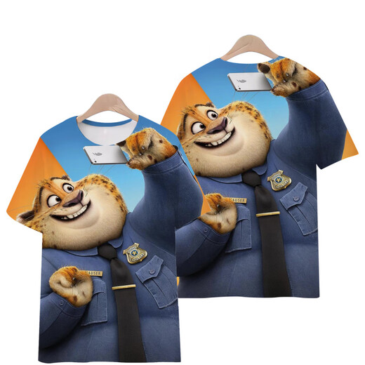 Xuanmo T-shirt Men's Big Belly Belly Crazy Zootopia Nico Judy T-shirt Men and Women Fox Rabbit à manches courtes T1480 S 75-85Jin [Jin est égal à 0,5 kg]